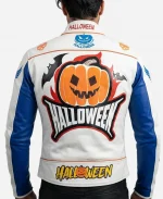 Halloween Pumpkin Printed Leather Jacket
