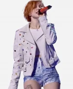 Hayley Williams Music Festival White Leather Jacket