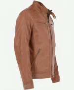 Heritage Brown Quilted Biker Jacket