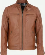 Heritage Brown Quilted Biker Leather Jacket