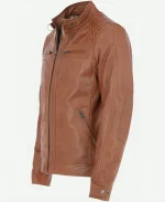 Heritage Brown Quilted Leather Biker Jacket