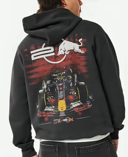 Hollister X Relaxed Oracle Red Bull Racing Graphic Black Pullover Hoodie