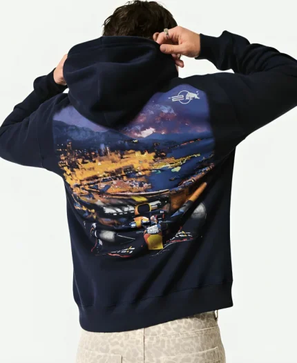 Hollister X Relaxed Oracle Red Bull Racing Graphic Blue Hoodie For Sale