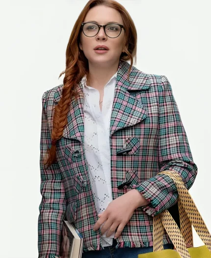 Irish Wish 2024 Lindsay Lohan Plaid Jacket