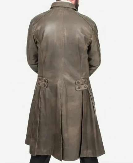 Jamie Fraser Tv Series Outlander Sam Heughan Black Distressed Leather Coat