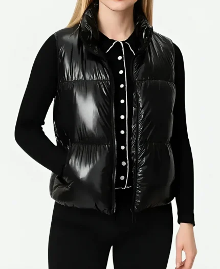 Jenna Ortega Tv Series Wednesday 2025 Goody Addams Black Puffer Vest