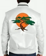 Karate Kid Miyagi Do White Leather Jacket For Sale
