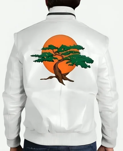 Karate Kid Miyagi Do White Leather Jacket For Sale