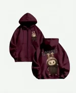 Labubu The Monster Burgundy Hoodie