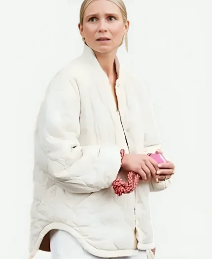 Lesley Manville Moonflower Murders 2024 Susan Ryeland Brown Leather Jacket