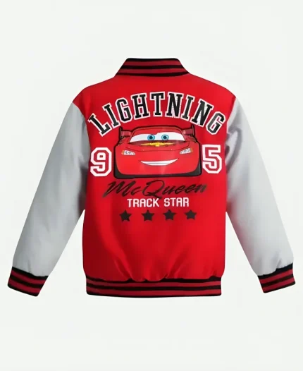 Lightning Mcqueen Red Varsity Bomber Jacket For Sale