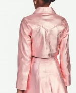 Love Shack Fancy Leather Pink Jacket