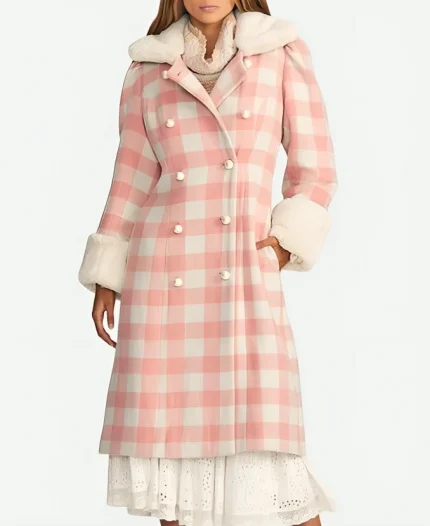 Love Shack Fancy Pink Plaid Coat