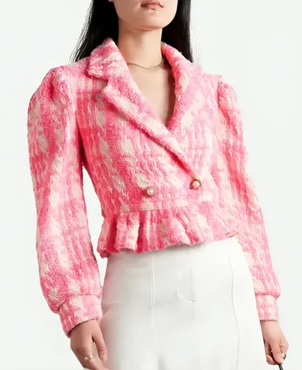 Love Shack Fancy Pink Tweed Jacket