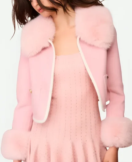 Love Shack Fancy Pink fur Jacket