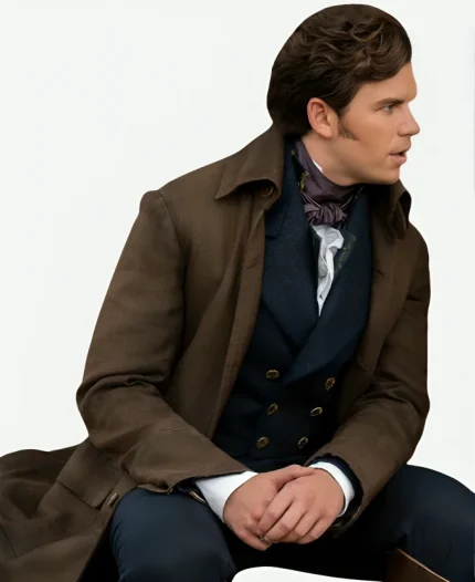 Luke Newton Bridgerton Season 03 Colin Bridgerton Brown Long Coat