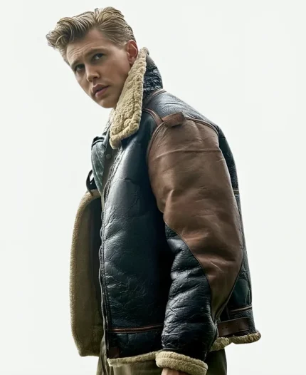 Masters Of The Air Austin Butler Shearling Leather Jacket