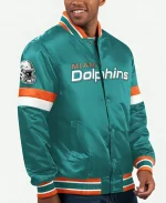 Miami Dolphins Satin Full-Snap Varsity Jacket