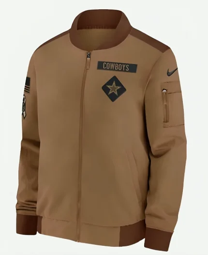 NFL Salute To Service Dallas Cowboys Brown Bomber Jacket