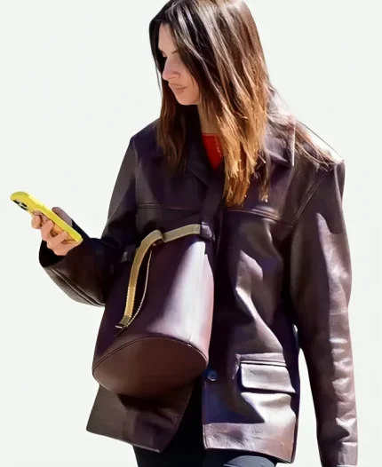 NYC 2025 Emily Ratajkowski Leather Jacket