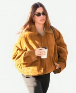 NYC 2025 Hailey Bieber Suede Jacket