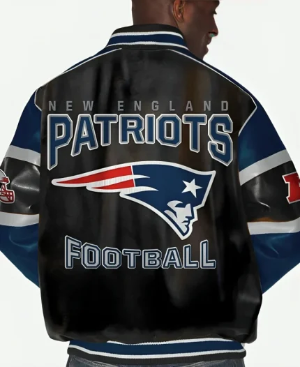 New England Patriots Black Leather Jacket For Unisex