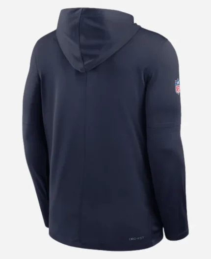 New England Patriots Nike Navy Sideline Pure Fury Performance Long Sleeve Hoodie T-Shirt