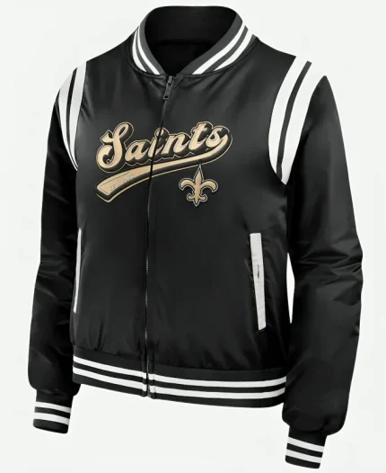 New Orleans Saints Black Bomber Jacket For Unisex