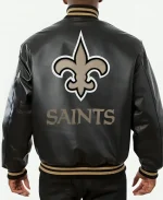 New Orleans Saints Black Leather Jacket