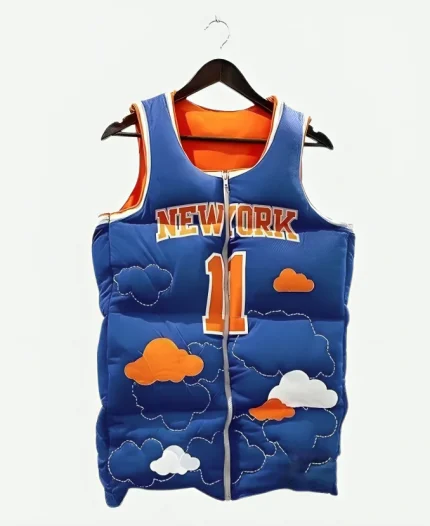 New York Knicks Jalen Brunson Blue Puffer Vest
