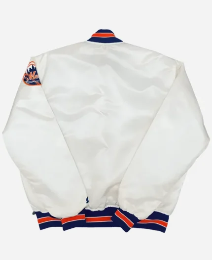 New York Mets 1980s White Bomber Jacket For Sale