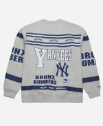 New York Yankees All Over Print Vintage Fleece Crewneck Heather Gray Sweatshirt
