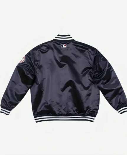 New York Yankees Blue Satin Bomber Jacket For Men’s