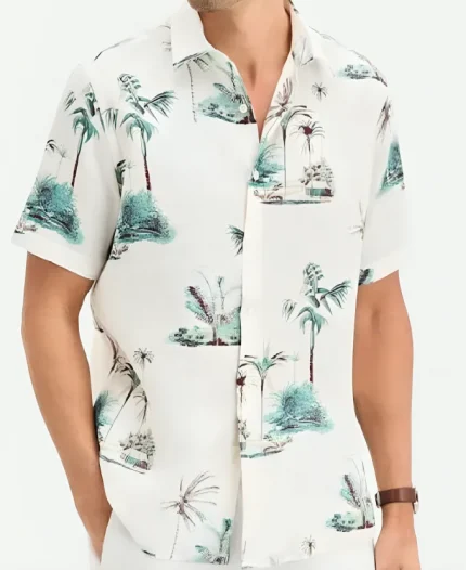 Nick Newman The Young And The Restless 2025 Joshua Morrow White Palm Tree Print Shirt