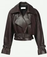 Nour Hammour Dupe Leather Brown Jacket