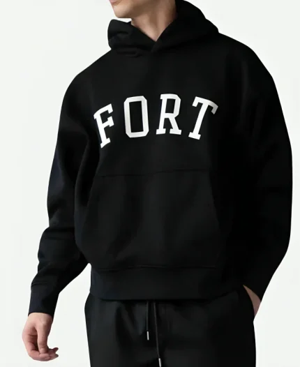 Oak And Fort Graphic Black Pullover Hoodie For Sale
