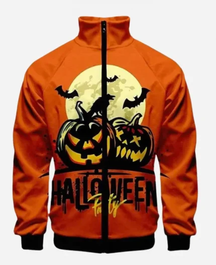 Orange Halloween Party Bomber Jacket
