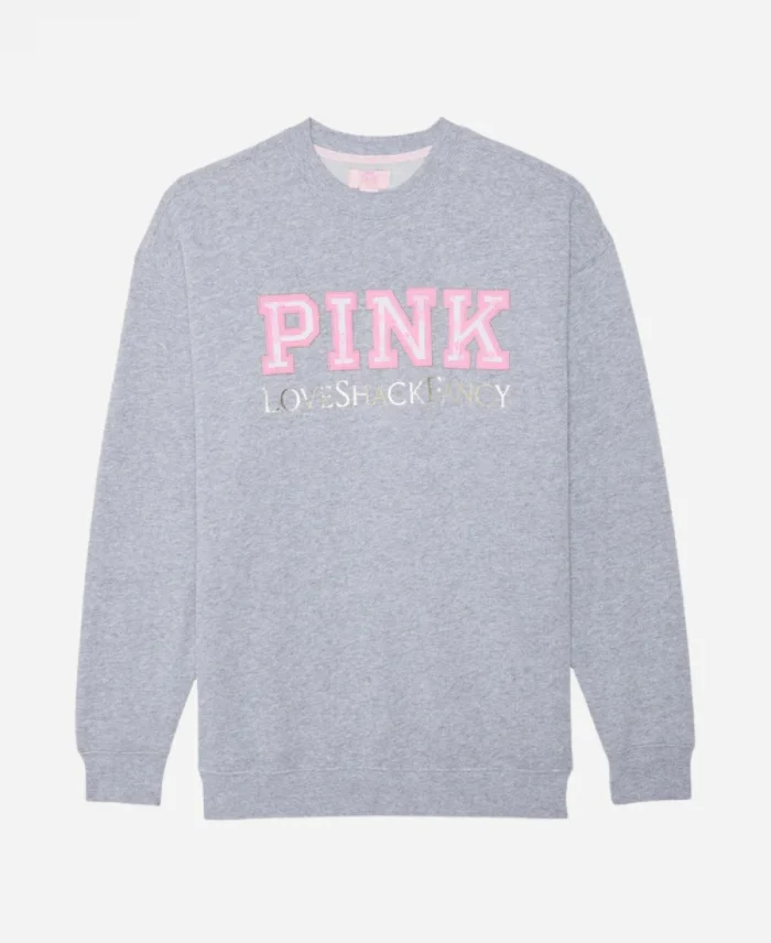 PINK LoveShackFancy Crew Grey Sweatshirt
