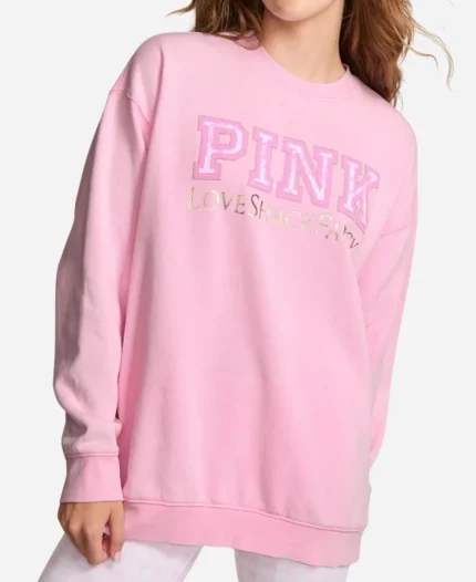 PINK LoveShackFancy Crew Sweatshirt