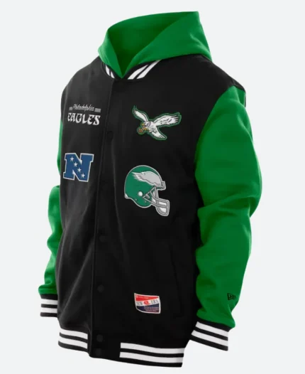 Philadelphia Eagles New Era Green & Black Hooded Jacket