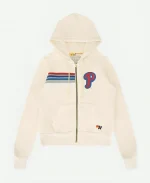 Philadelphia Phillies Aviator Nation x MLB Cream Five-Stripe Tri-Blend Full-Zip Hoodie For Unisex