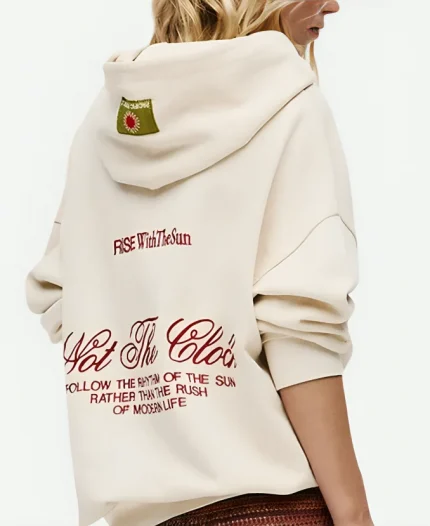 Pull & Bear Pullover Beige Fleece Hoodie For Sale