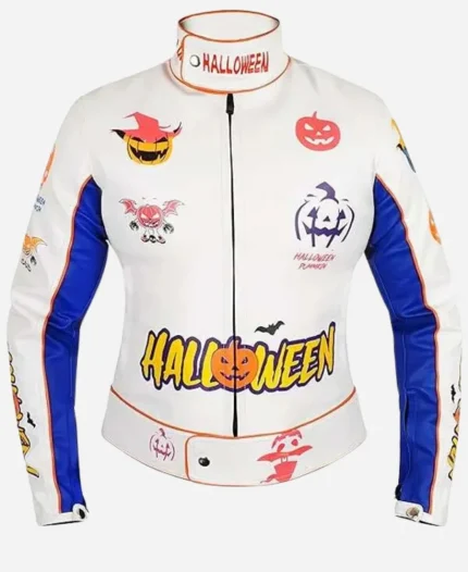Pumpkin Printed Halloween Leather Jacket
