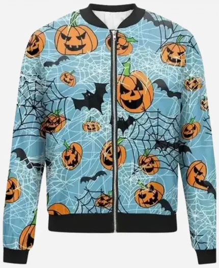 Pumpkins Halloween Blue Bomber Jacket