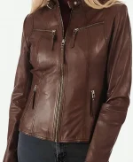 ROXA Trendy Women's Zip Up Genuine Biker Jacket