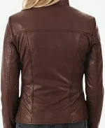 ROXA Trendy Women's Zip Up Genuine Leather Brown Biker Jacket For Sale