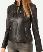 ROXA Trendy Women's Zip Up Genuine Leather Jacket