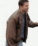 Channing Tatum Movie Roofman 2025 Jeffrey Manchester Brown Bomber Leather Jacket