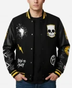 The Simpsons Freeze Max Polished Punk Bart Black Varsity Jacket