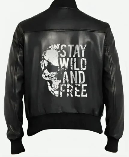 Stay Wild and Free Halloween Black Bomber Leather Jacket